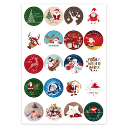 100 Weihnachtsaufkleber XMAS mit verschiedenen Motiven Ø 30 mm