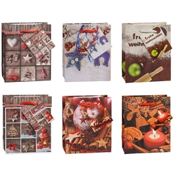 TSI 12er Pack Geschenktüten Weihnachten "Hüttenzauber" klein