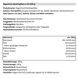 19er Sparpack Rügen Fisch Bückling Filets in Pflanzenöl (19 x 200 g)