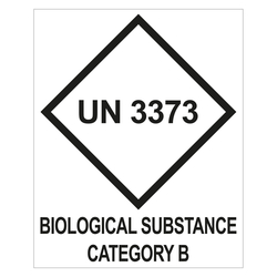 Gefahrzettel, Ansteckungsgefährliche Stoffe, mit UN 3373, BIOLOGICAL SUBSTANCE CATEGORY B, in verschiedenen Größen und Materialien