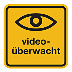 Hinweisschild "videoüberwacht" Folie vorderseitig klebend 50 x 50 mm