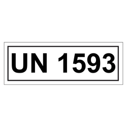 Gefahrzettel mit UN 1593, in verschiedenen Größen