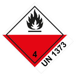 Gefahrzettel Gefahrgutaufkleber Klasse 4.2 Selbstentzündliche Stoffe mit UN 1373 Flamme Schwarz