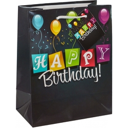 TSI 3er Pack Geschenktüte mittel ca. 18 x 10 x 23 cm BIRTHDAY BLACK
