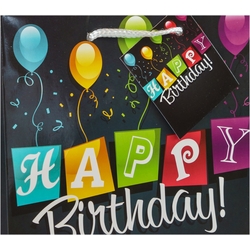 TSI 3er Pack Geschenktüte mittel ca. 18 x 10 x 23 cm BIRTHDAY BLACK