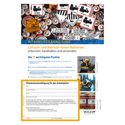 10er Pack Mitarbeiteranweisung Lithium- und Natrium-Ionen-Batterien