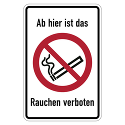 Verbotsschild Ab hier ist das Rauchen verboten Kombischild Folie 100 x 150 mm Einzeletikett