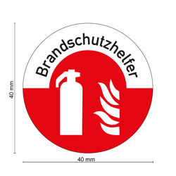 Brandschutzzeichen Helmaufkleber Brandschutzhelfer Folie &Oslash; 40 mm 12 St&uuml;ck/Bogen