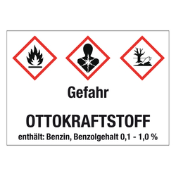 GHS-Kraftstoffetikett Ottokraftstoff für stationäre Tanks und Rohrleitungen