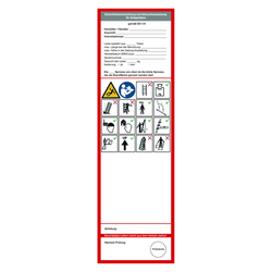 Grundplakette weiß "Sicherheitskennzeichnung und Gebrauchsanweisung für Anlegeleitern" nach DIN EN 131 Folie 65 x 225 mm