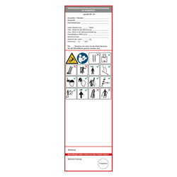 Grundplakette wei&szlig; "Sicherheitskennzeichnung und Gebrauchsanweisung f&uuml;r Anlegeleitern" nach DIN EN 131 Folie 65 x 225 mm