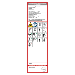 Grundplakette wei&szlig; "Sicherheitskennzeichnung und Gebrauchsanweisung f&uuml;r Schiebeleitern" nach DIN EN 131 Folie 65 x 225 mm