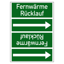 Rohrleitungskennzeichen Fernwärme Rücklauf für Rohrleitungen ab Ø 50 mm (2 Zoll), Folie selbstklebend 90 mm x 33 m auf Rolle