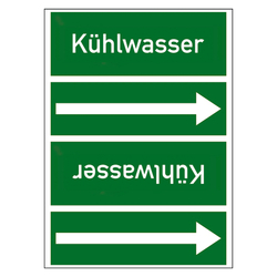 Rohrleitungskennzeichen Kühlwasser für Rohrleitungen ab Ø 50 mm (2 Zoll), Folie selbstklebend 90 mm x 33 m auf Rolle