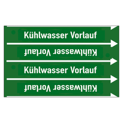 Rohrleitungskennzeichen Kühlwasser Vorlauf für Rohrleitungen ab Ø 10 mm (3/8 Zoll), Folie selbstklebend 90 mm x 33 m auf Rolle