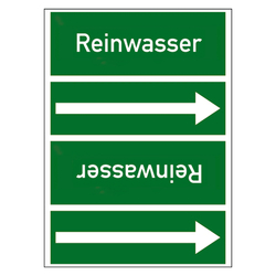 Rohrleitungskennzeichen Reinwasser für Rohrleitungen ab Ø 50 mm (2 Zoll), Folie selbstklebend 90 mm x 33 m auf Rolle