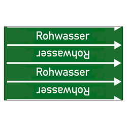 Rohrleitungskennzeichen Rohwasser für Rohrleitungen ab Ø 10 mm (3/8 Zoll), Folie selbstklebend 90 mm x 33 m auf Rolle