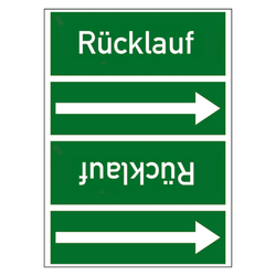 Rohrleitungskennzeichen Rücklauf für Rohrleitungen ab Ø 50 mm (2 Zoll), Folie selbstklebend 90 mm x 33 m auf Rolle