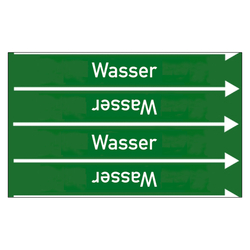 Rohrleitungskennzeichen Wasser für Rohrleitungen ab Ø 10 mm (3/8 Zoll), Folie selbstklebend 90 mm x 33 m auf Rolle