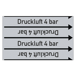 Rohrleitungskennzeichen Druckluft 4 bar für Rohrleitungen ab Ø 10 mm (3/8 Zoll), Folie selbstklebend 90 mm x 33 m auf Rolle