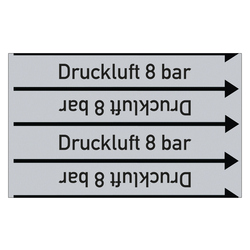 Rohrleitungskennzeichen Druckluft 8 bar für Rohrleitungen ab Ø 10 mm (3/8 Zoll), Folie selbstklebend 90 mm x 33 m auf Rolle