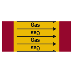 Rohrleitungskennzeichen Gas für Rohrleitungen ab Ø 10 mm (3/8 Zoll), Folie selbstklebend 90 mm x 33 m auf Rolle