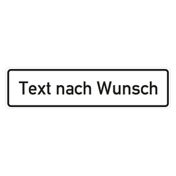 Hinweisschild "Text nach Wunsch" Grund weiß, Schrift schwarz, Folie selbstklebend 800 x 200 mm