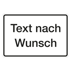 Hinweisschild "Text nach Wunsch" Grund weiß, Schrift schwarz, Aluminium Verbundplatte 900 x 600 mm