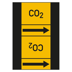 Rohrleitungskennzeichen CO2 für Rohrleitungen ab Ø 50 mm (2 Zoll), Folie selbstklebend 105 mm x 33 m auf Rolle