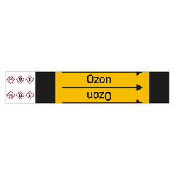 Rohrleitungskennzeichen Ozon für Rohrleitungen ab Ø 10 mm (3/8 Zoll), Folie selbstklebend 105 mm x 33 m auf Rolle