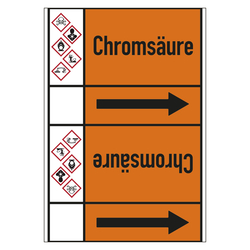 Rohrleitungskennzeichen Chromsäure für Rohrleitungen ab Ø 50 mm (2 Zoll), Folie selbstklebend 105 mm x 33 m auf Rolle