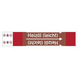 Rohrleitungskennzeichen Heizöl (leicht) für Rohrleitungen ab Ø 10 mm (3/8 Zoll), Folie selbstklebend 105 mm x 33 m auf Rolle