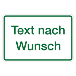 Hinweisschild "Text nach Wunsch" Grund weiß, Schrift grün, Magnetfolie 350 x 170 mm