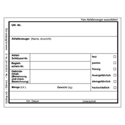 Gefahrzettel Gebindedeklarierung mit UN-Nummer zum Selbstbeschriften, 130 x 100 mm