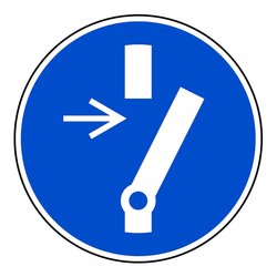 Gebotszeichen "Vor Wartung oder Reparatur freischalten" ISO 7010, M021 Folie selbstklebend Ø 300 mm