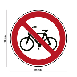 Verbotszeichen Fahrrad verboten Folie &Oslash; 50 mm 6 St&uuml;ck/Bogen