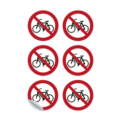 Verbotszeichen Fahrrad verboten Folie &Oslash; 50 mm 6 St&uuml;ck/Bogen