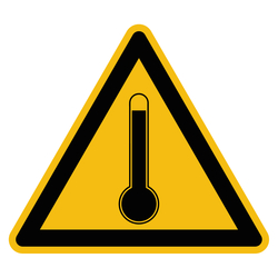 Warnzeichen "Warnung vor hoher Temperatur" praxisbewährt Folie selbstklebend SL 25 mm, 21 Stück/Bogen