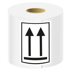 Gefahrzettel, Verpackungskennzeichen Ausrichtungspfeile Oben, Weiß, Pfeile Schwarz mit Rahmen, Folie, 74 x 105 mm, 500 Stück/Rolle
