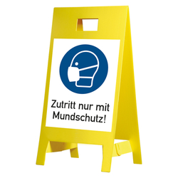 Warnaufsteller "Zutritt mit Mundschutz" Kunststoff, 350 x 650 mm