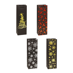TSI 12er Pack Geschenktüte Flasche ca. 12 x 8 x 36 cm Weihnachten Premium Flaschentüten Geschenkverpackung Wein Sekt