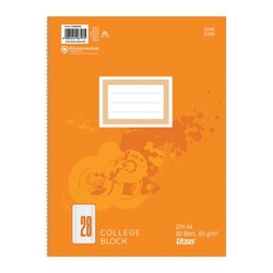 Ursus Basic Collegeblock LIN28 - A4, 80 Blatt, 60 g/qm, 5mm kariert mit Randlinien