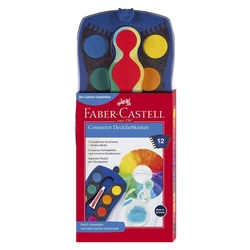 Faber-Castell CONNECTOR Farbkasten - 12 Farben, inkl. Deckweiß, blau