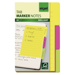 SIGEL Haftnotizblock - 98 x 148 mm, 3 Registertab, 42 Blatt