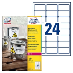 Avery Zweckform® L4773-100 Folienetiketten - 63,5 x 33,9 mm, weiß, 2400 Etiketten, permanent, wetterfest