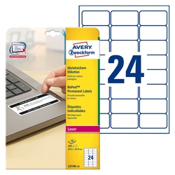 Avery Zweckform® L6146-20 Etikett Sicherheit - 63,5 x 33,9 mm, weiß, 480 Etiketten, permanent, manipulationssicher
