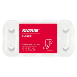 KATRIN&reg; Toilettenpapier Classic Eco - 3-lagig, wei&szlig;, 8 Rollen &agrave; 250 Blatt