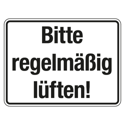 Hinweisschild Verhaltensregeln "Bitte regelmäßig lüften!", Folie, 200 x 150 mm, Einzeletikett