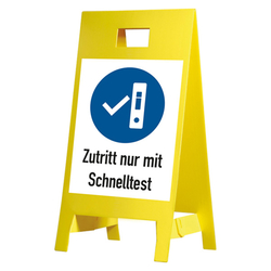 Warnaufsteller "Zutritt nur mit Schnelltest", Kunststoff, 350 x 650 mm