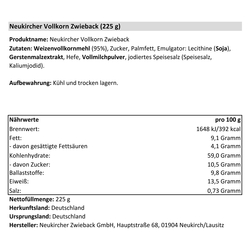 Neukircher Vollkorn Zwieback 225 g